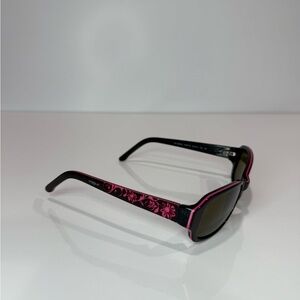 Vintage Vogue Black and Pink Floral Sunglasses Y2K